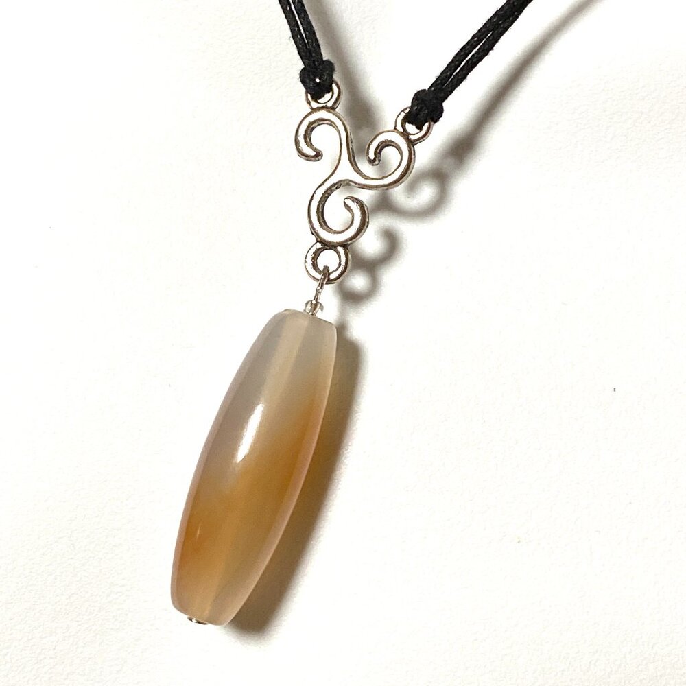 2/$20, Genuine Orange Agate Lariat Black Cord Necklace
